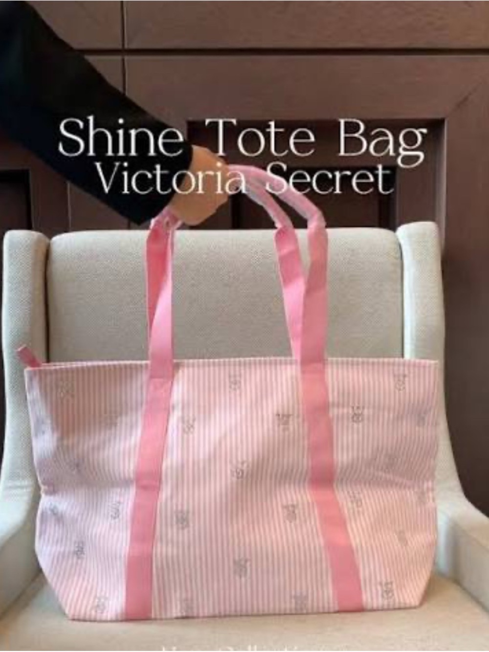 Victoria's Secret Pink Striped Shine Tote Bag